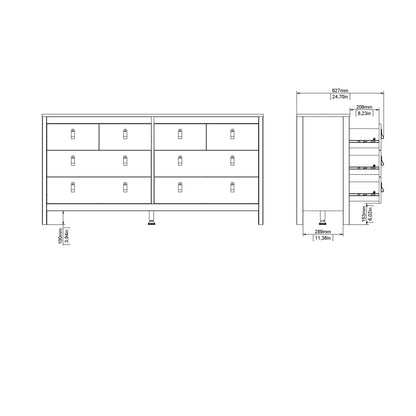 Madrid Double Dresser 4+4 Drawers in Cashmere