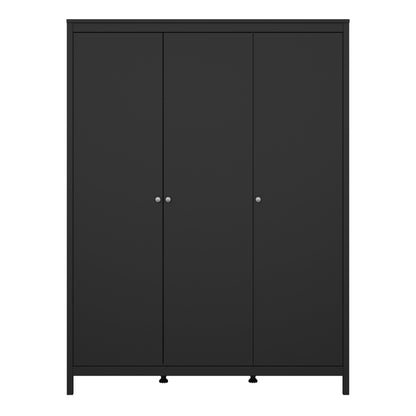 Madrid Wardrobe with 3 Doors in Matt Black