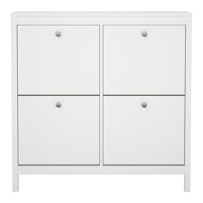 Madrid Shoe Cabinet 4 Flip Down Doors in White