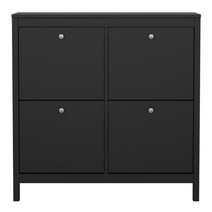 Madrid Shoe Cabinet 4 Flip Down Doors in Matt Black