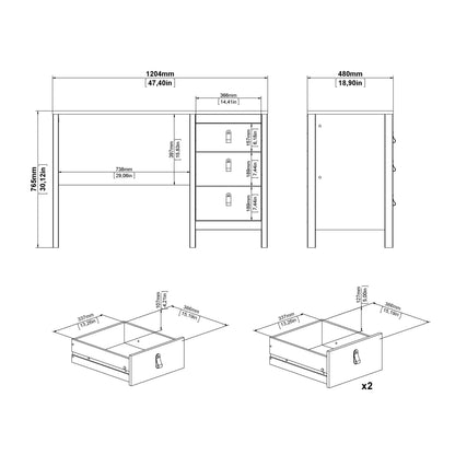 Madrid Desk 3 Drawers in Jackson Hickory Oak