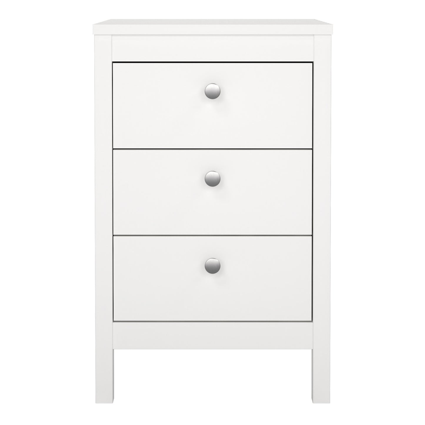 Madrid Bedside Table 3 Drawers in White