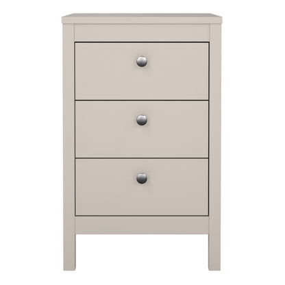 Madrid Bedside Table 3 Drawers in Cashmere