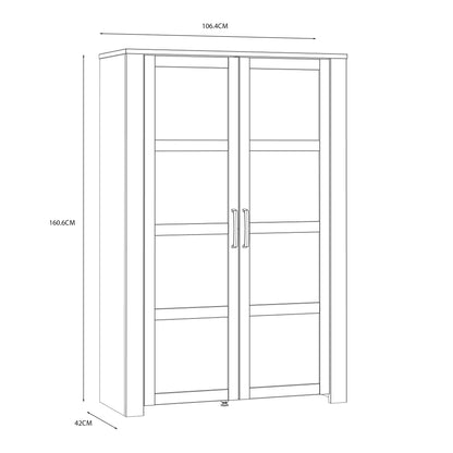 Bohol 2 Door Display Cabinet in Riviera Oak/White