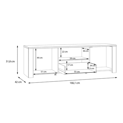 Bohol TV Unit Inc. LED Light in Riviera Oak/Grey Oak