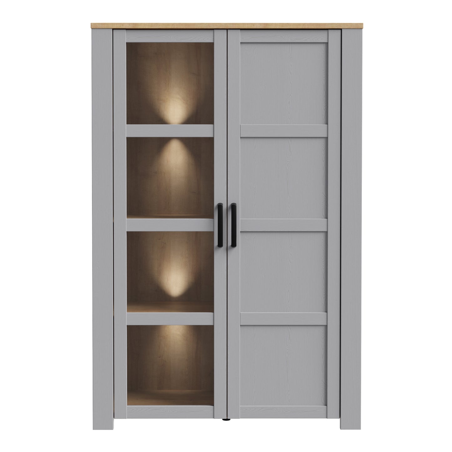 Bohol Display Cabinet inc. 2x LED Lights in Riviera Oak/Grey Oak