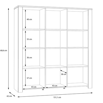 Bohol Large Display Cabinet inc. 4x LED Lights in Riviera Oak/Grey Oak
