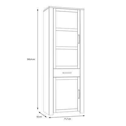 Bohol Narrow Display Cabinet inc. 2x LED Lights in Riviera Oak/Grey Oak