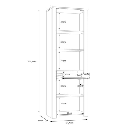 Bohol Narrow Display Cabinet inc. 2x LED Lights in Riviera Oak/Grey Oak