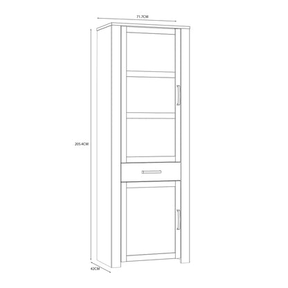 Bohol Narrow Display Cabinet inc. 2x LED Lights in Riviera Oak/White