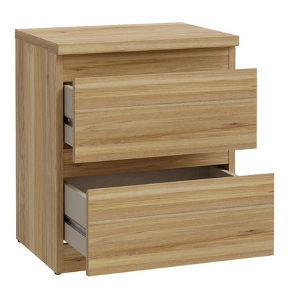 Edmore 2 Drawer Bedside Table in Mauvella Oak