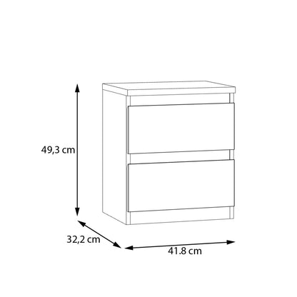 Edmore 2 Drawer Bedside Table in Mauvella Oak