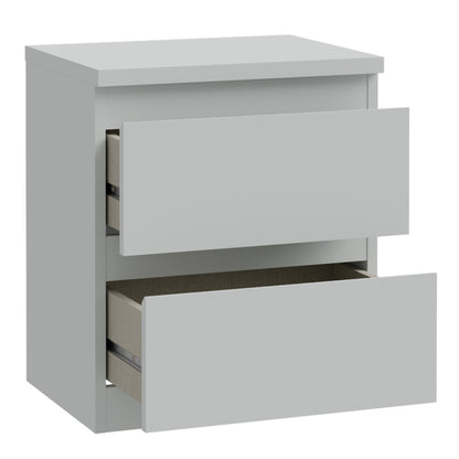Edmore 2 Drawer Bedside Table in Light Grey