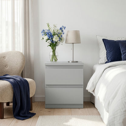 Edmore 2 Drawer Bedside Table in Light Grey