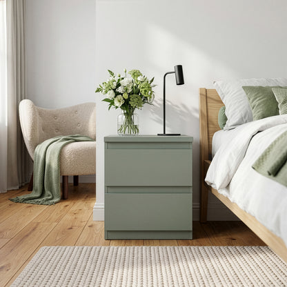 Edmore 2 Drawer Bedside Table in Sage Green