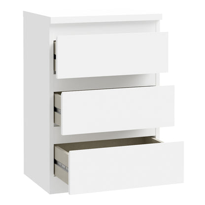 Edmore 3 Drawer Bedside Chest in White