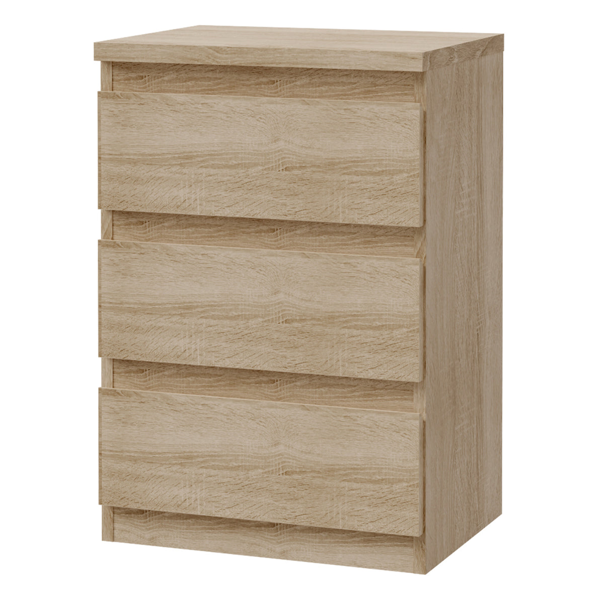 Edmore 3 Drawer Bedside Chest in Sonoma Oak