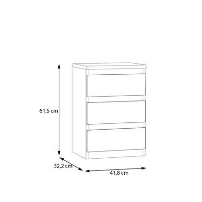 Edmore 3 Drawer Bedside Chest in Sonoma Oak