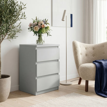 Edmore 3 Drawer Bedside Chest in Light Grey