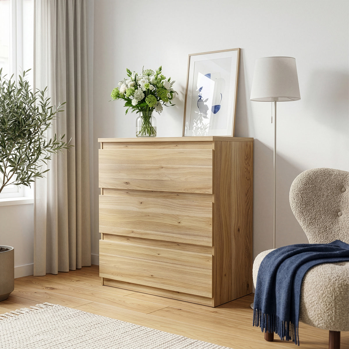 Edmore 3 Drawer Chest in Mauvella Oak