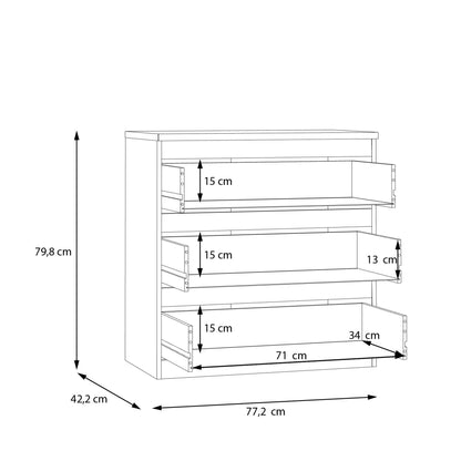 Edmore 3 Drawer Chest in Sonoma Oak