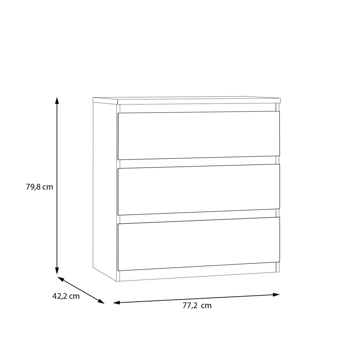 Edmore 3 Drawer Chest in Sonoma Oak