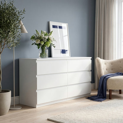 Edmore 6 Drawer Wide Chest in White