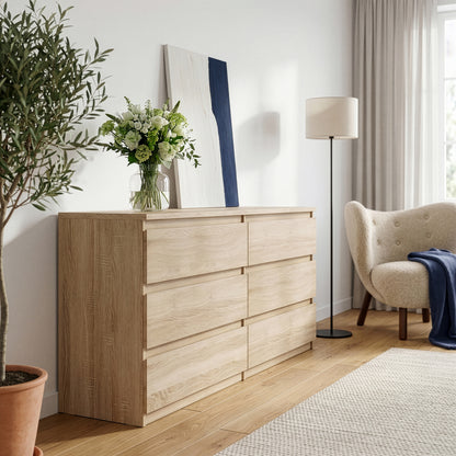 Edmore 6 Drawer Wide Chest in Sonoma Oak