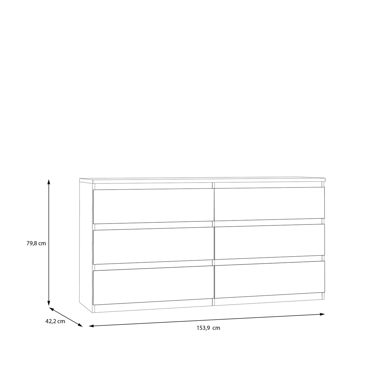 Edmore 6 Drawer Wide Chest in Sonoma Oak