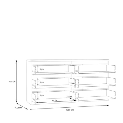Edmore 6 Drawer Wide Chest in Light Grey