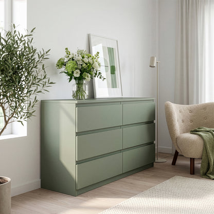 Edmore 6 Drawer Wide Chest in Sage Green