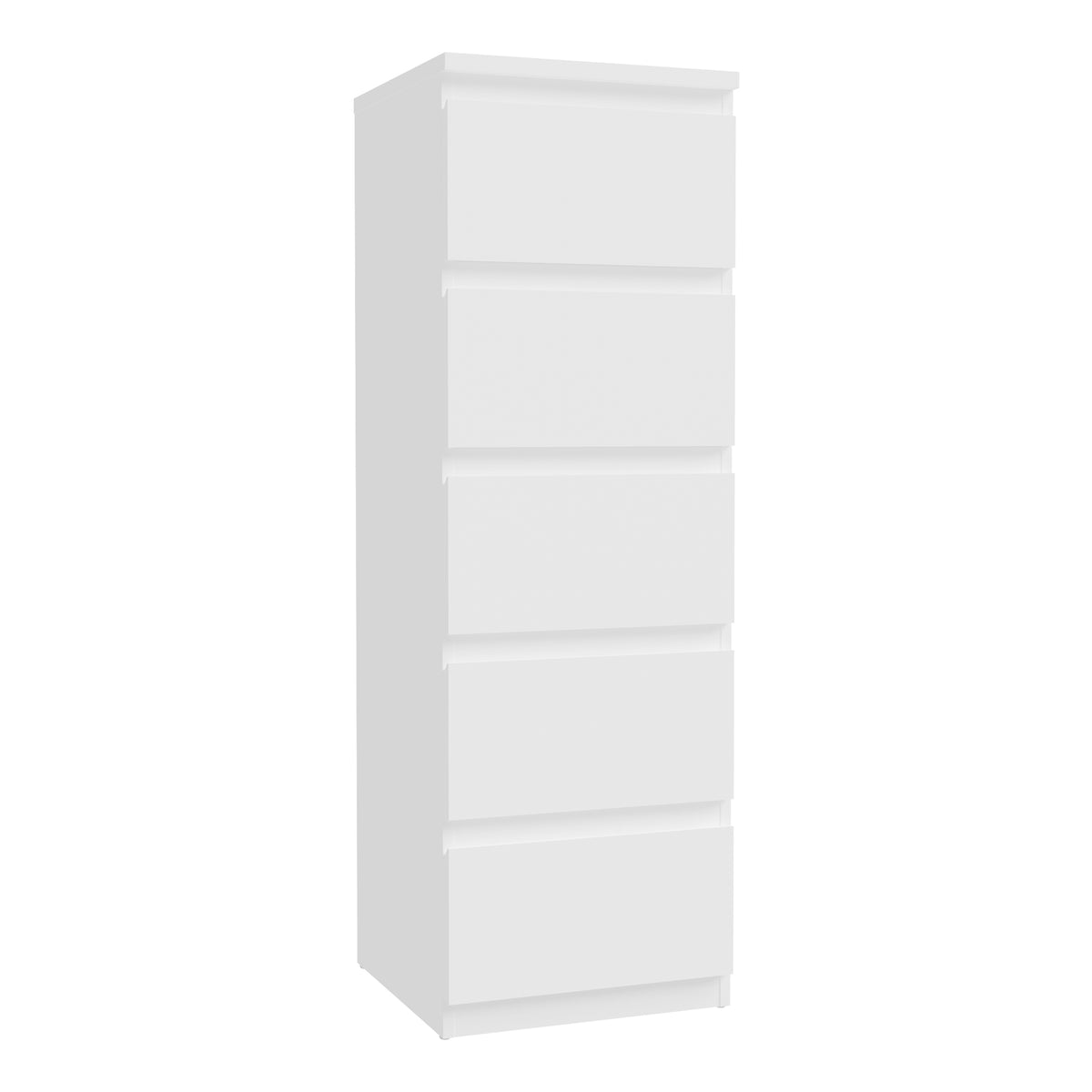 Edmore 5 Drawer Tall Narrow Chest in White