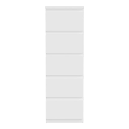 Edmore 5 Drawer Tall Narrow Chest in White