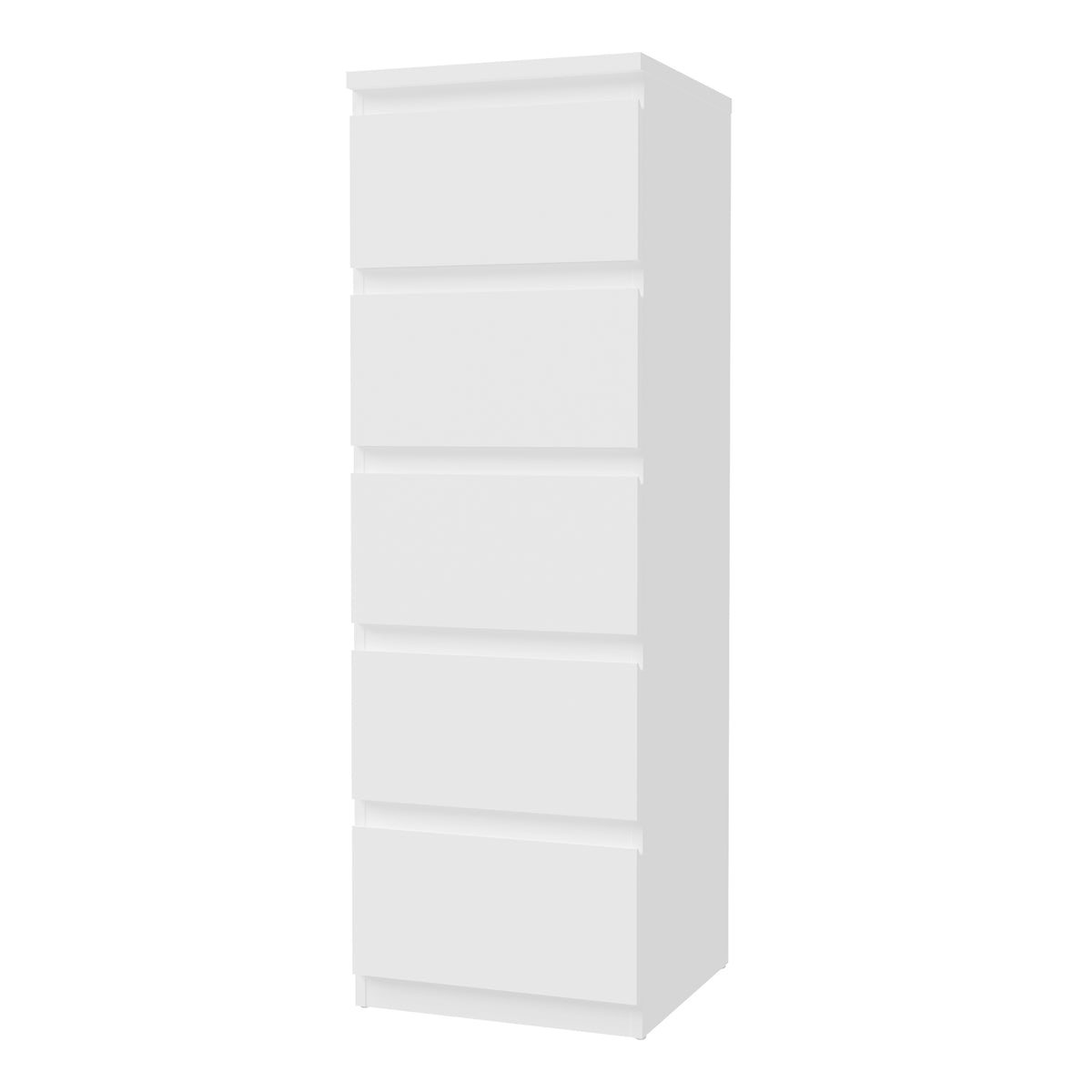 Edmore 5 Drawer Tall Narrow Chest in White