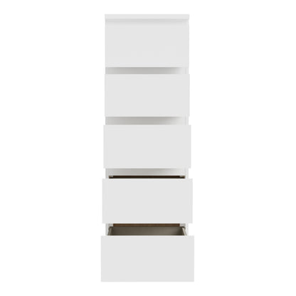 Edmore 5 Drawer Tall Narrow Chest in White