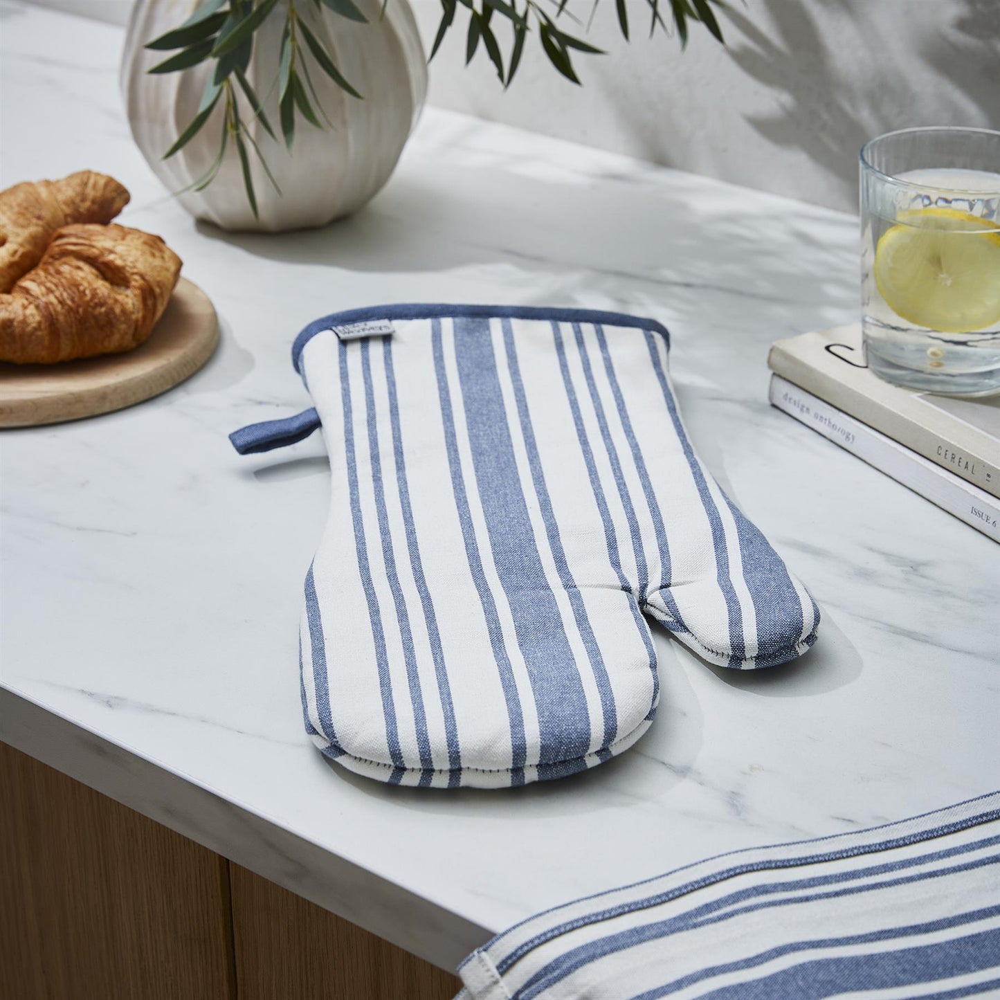 Denim Stripe Gauntlet Oven Glove
