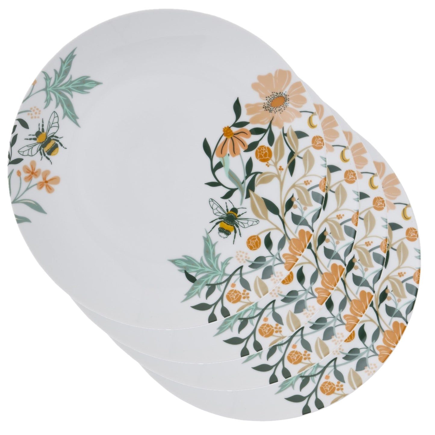 Bee Bloom Porcelain Dinner Plate 4 Pack