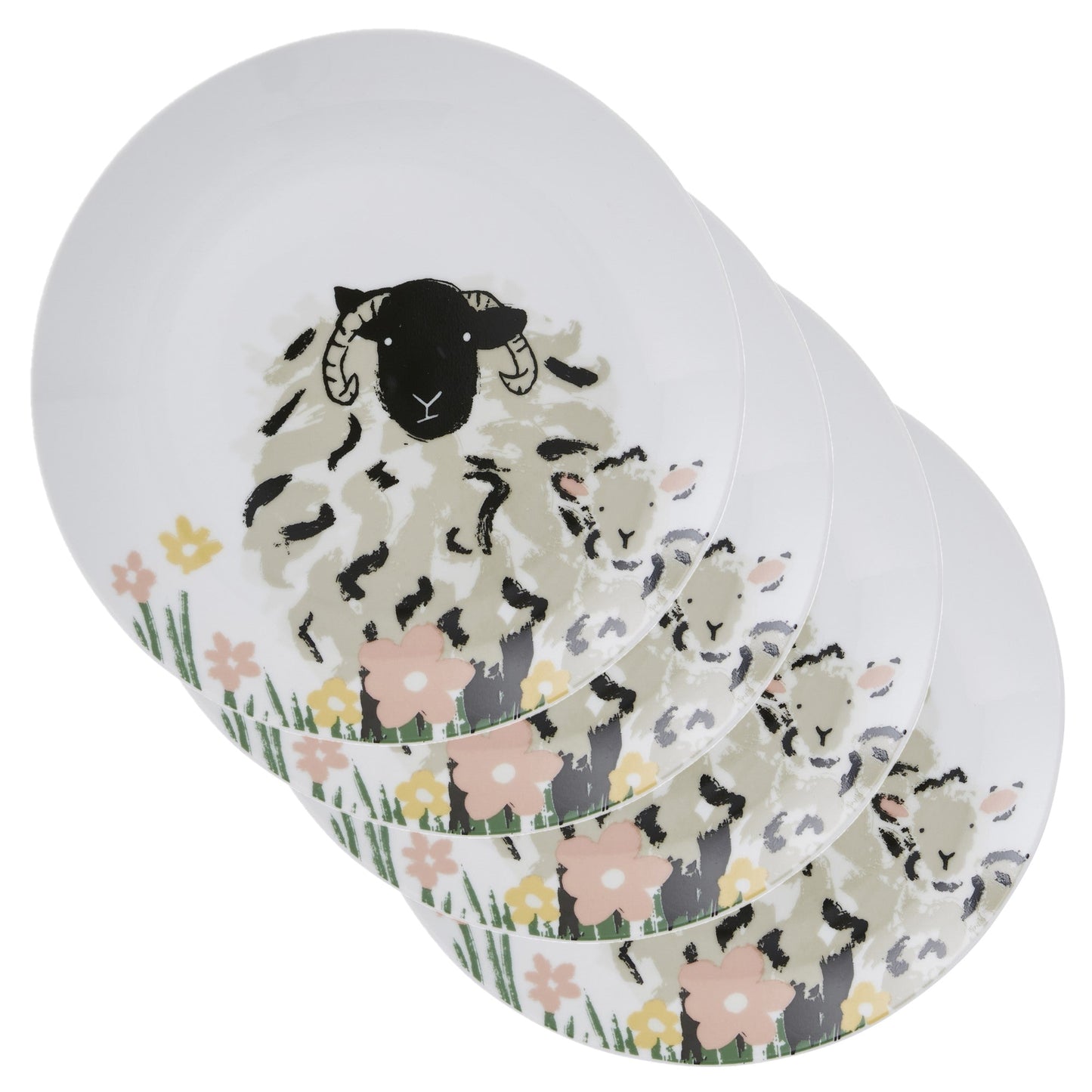 Woolly Sheep Porcelain Side Plates 4 Pack