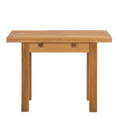 Kenley Extending Dining Table in Oak Set 4 Black Chairs