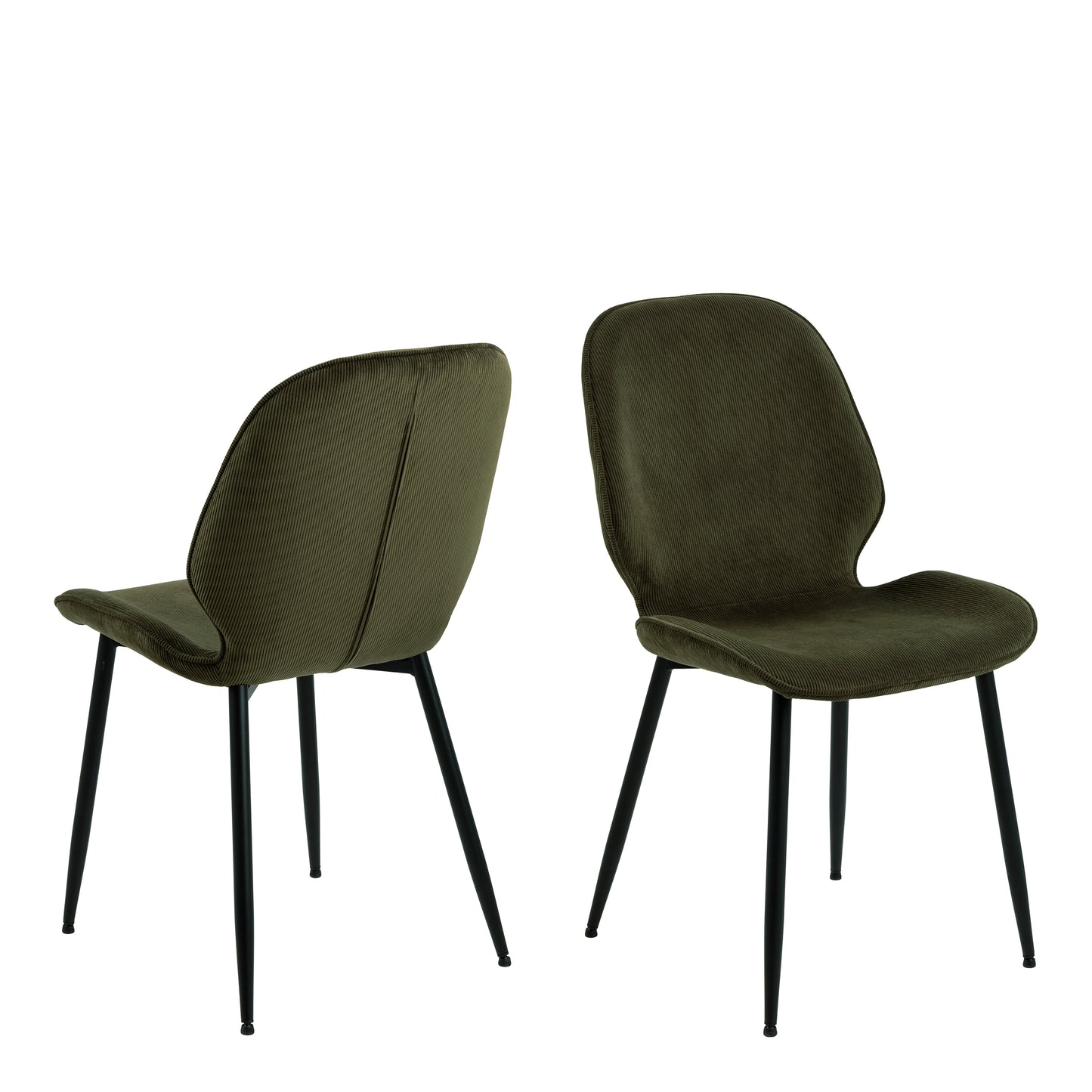 Nagano Round Dining Table in Oak Set 4 Olive Green Chairs