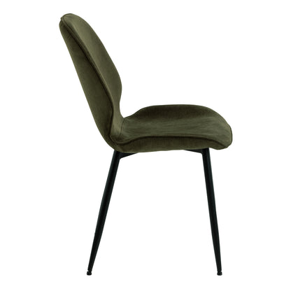 Nagano Round Dining Table in Oak Set 4 Olive Green Chairs
