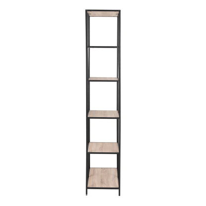 Seaford Tall Black Metal Bookcase with 5 Sonoma Oak Shelves