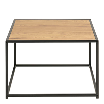 Seaford Black Metal Coffee Table with Oak Top