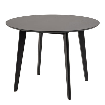 Roxby Round Dining Table in Black Set 4 Black Chairs