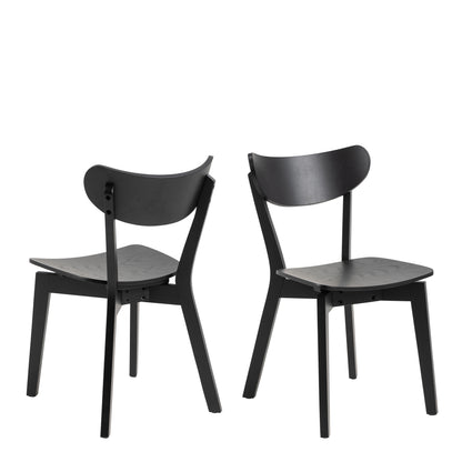 Roxby Round Dining Table in Black Set 4 Black Chairs