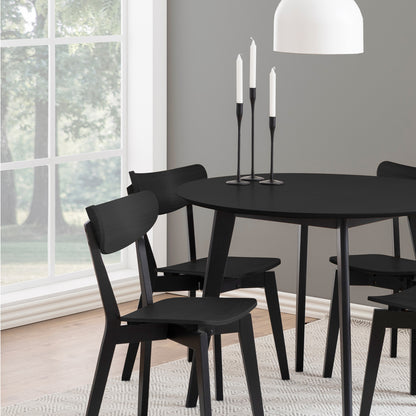 Roxby Round Dining Table in Black Set 4 Black Chairs