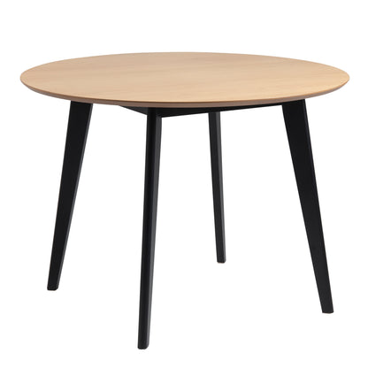 Roxby Round Dining Table in Oak & Black Set 4 Black and Oak Chairs