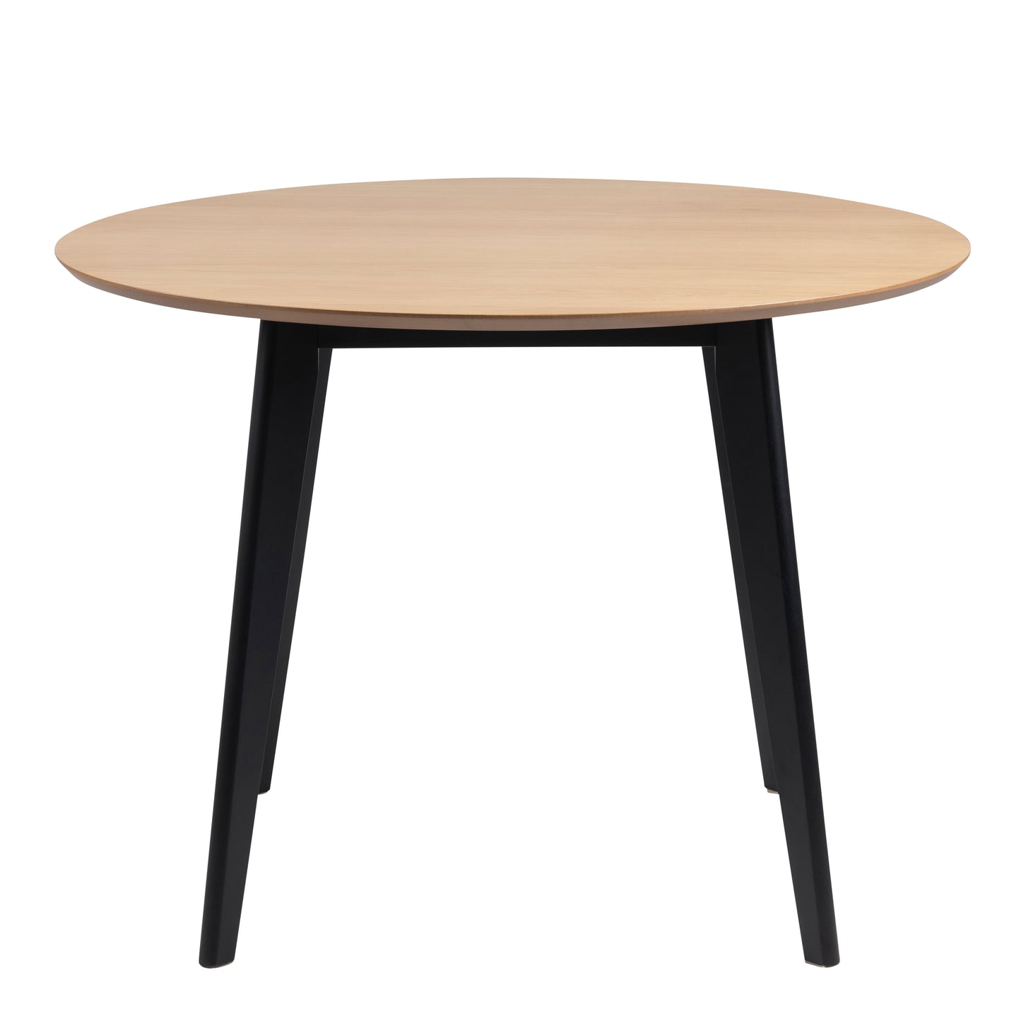 Roxby Round Dining Table in Oak & Black Set 4 Black and Oak Chairs