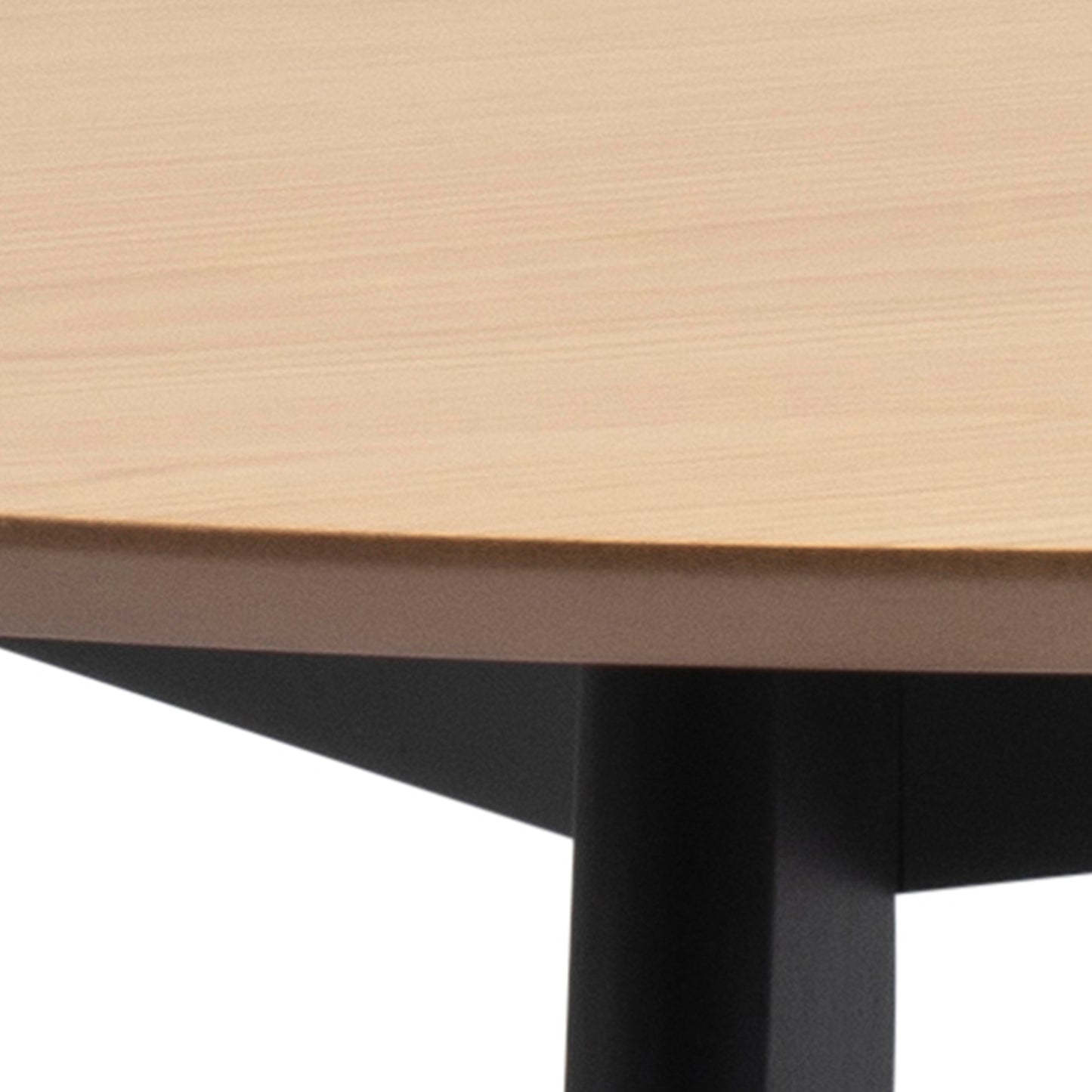 Roxby Round Dining Table in Oak & Black Set 4 Black and Oak Chairs