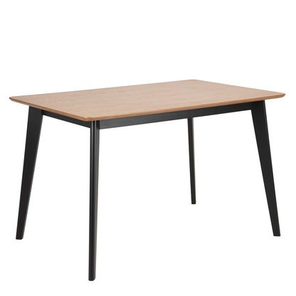 Roxby Dining Table in Oak & Black Set 4 Black and Oak Chairs